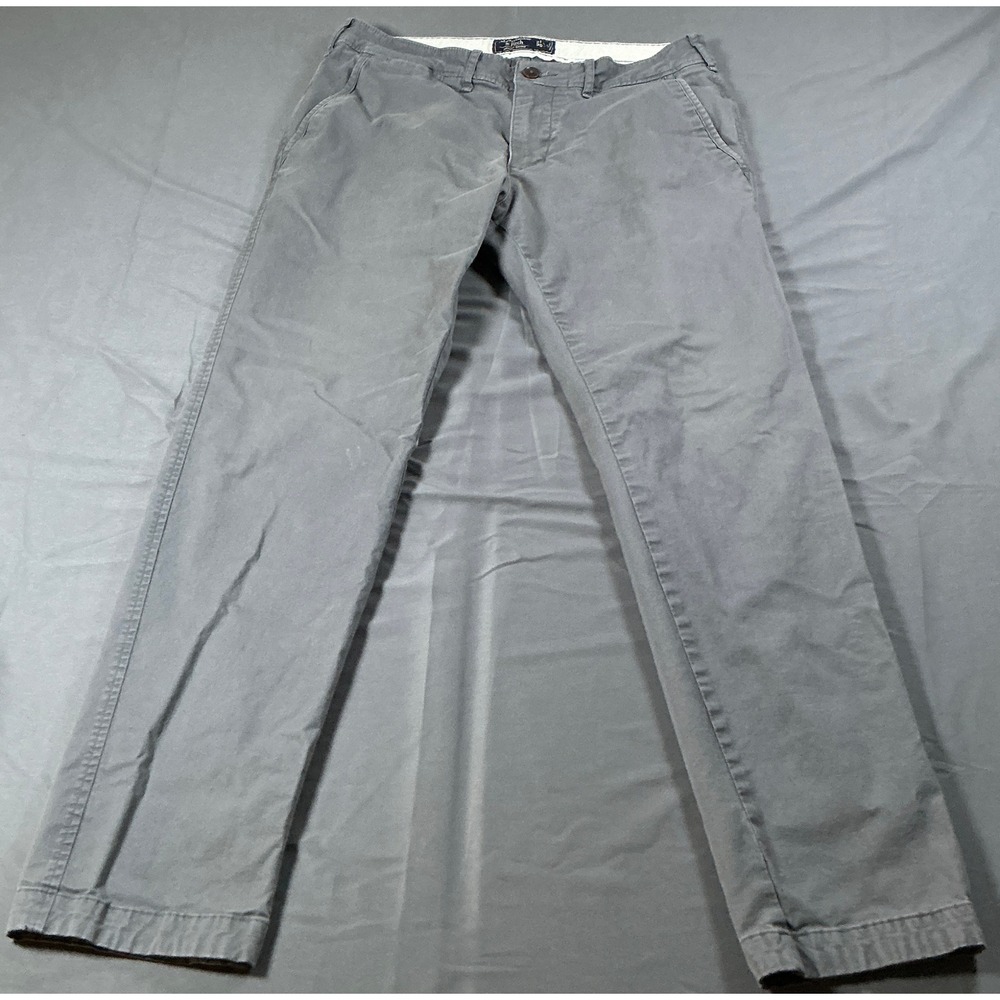 Abercrombie & Fitch Skinny Chino Pants Mens 31x30 Gray Stretch Flat Front 1F5694